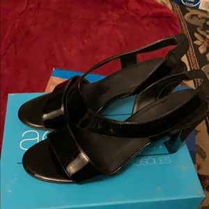 Black patent leather dress shoes